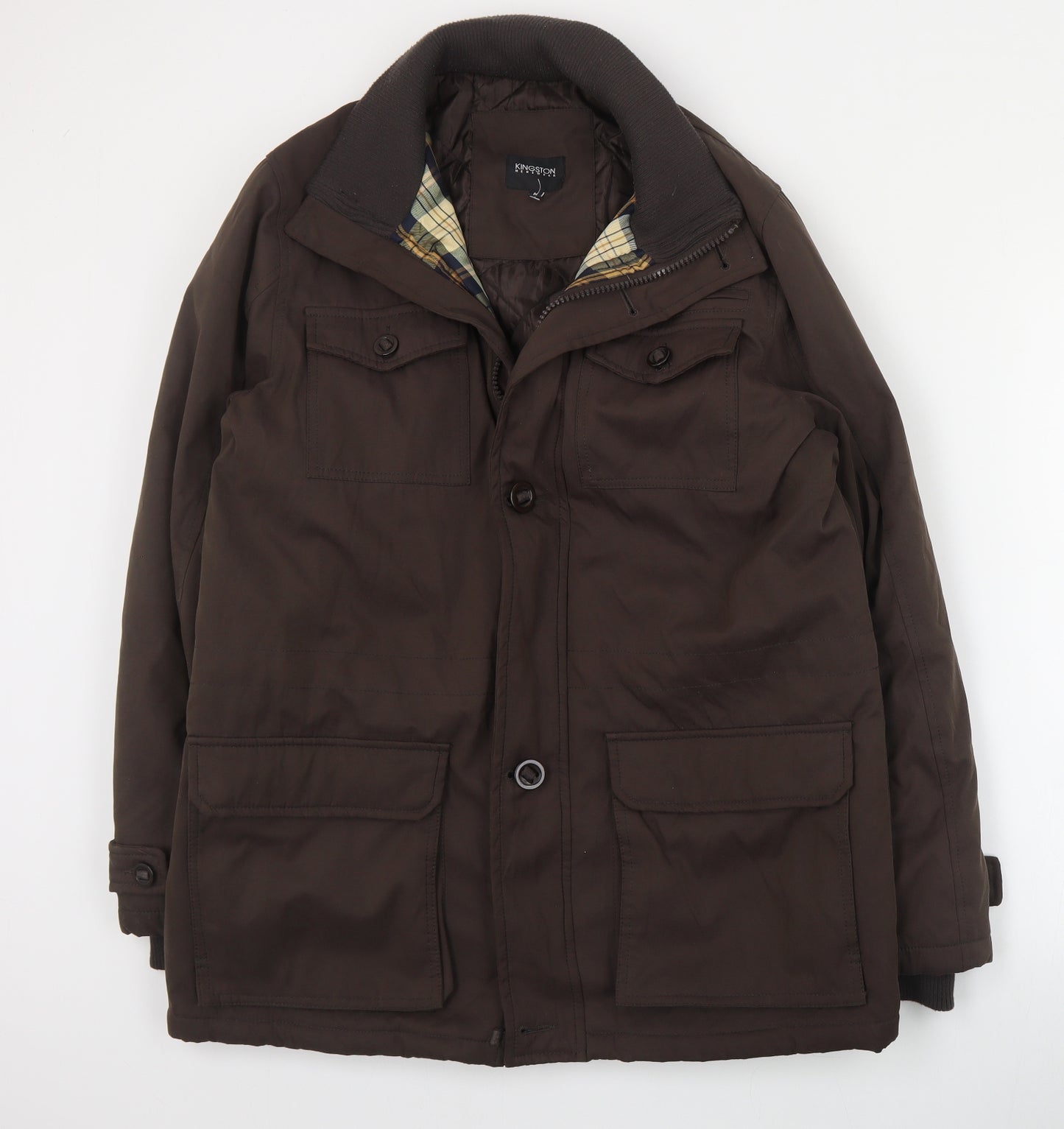 Kingston Mens Brown   Pea Coat Coat Size M  Zip