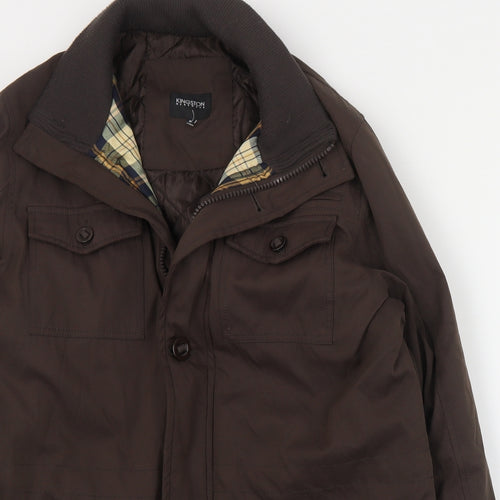 Kingston Mens Brown   Pea Coat Coat Size M  Zip
