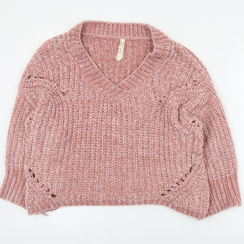 Stella Womens Pink Round Neck  Acrylic Pullover Jumper Size 10