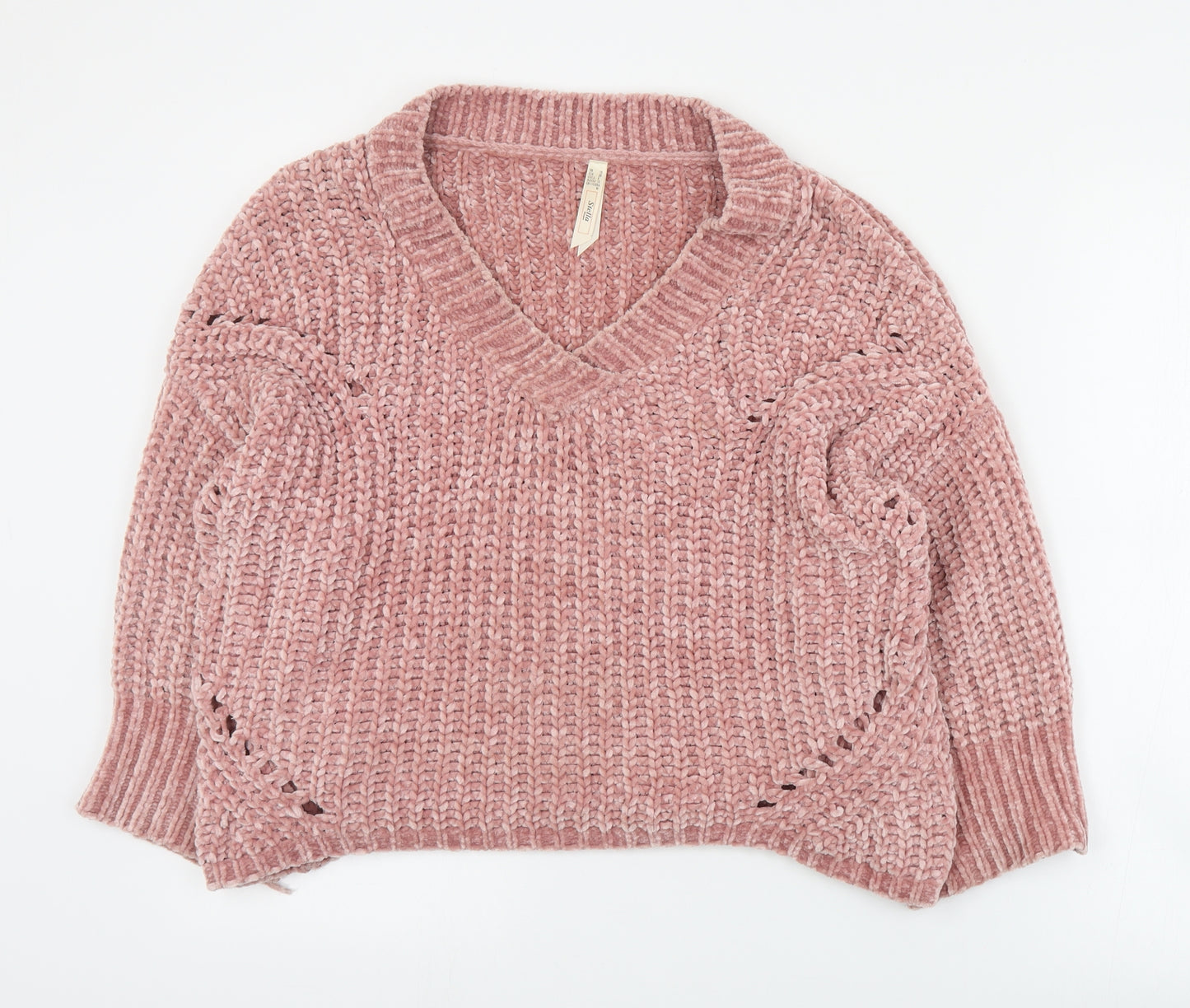 Stella Womens Pink Round Neck  Acrylic Pullover Jumper Size 10