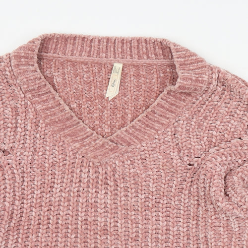 Stella Womens Pink Round Neck  Acrylic Pullover Jumper Size 10