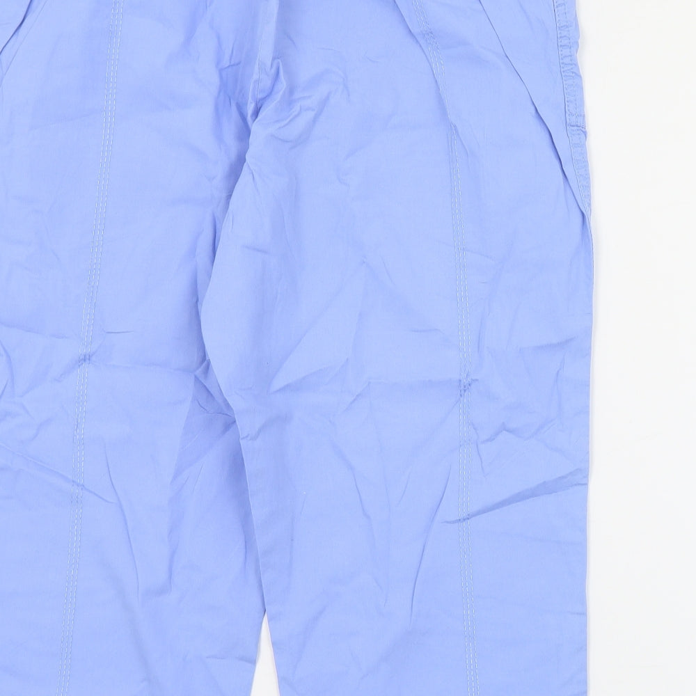 Preworn Womens Blue  Cotton Cropped Trousers Size 16 L20 in Regular Drawstring
