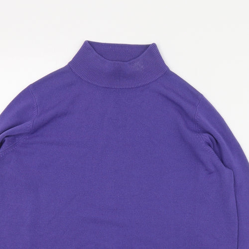 Marks and Spencer Womens Purple High Neck  Acrylic Pullover Jumper Size 14