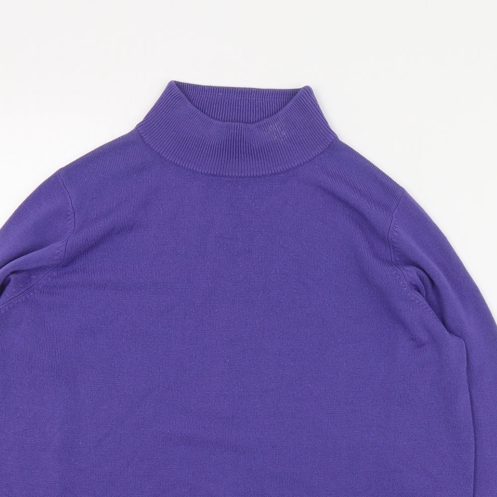 Marks and Spencer Womens Purple High Neck  Acrylic Pullover Jumper Size 14