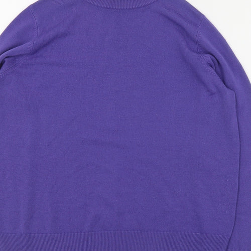 Marks and Spencer Womens Purple High Neck  Acrylic Pullover Jumper Size 14
