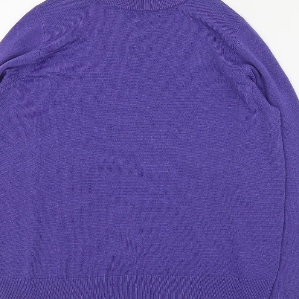 Marks and Spencer Womens Purple High Neck  Acrylic Pullover Jumper Size 14