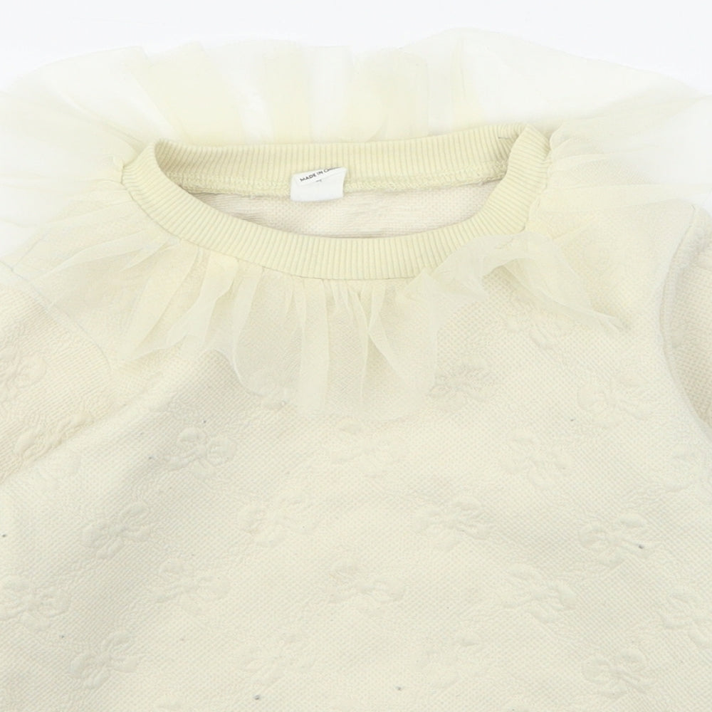 Shein  Girls Beige Round Neck  Polyester Pullover Jumper Size 2-3 Years