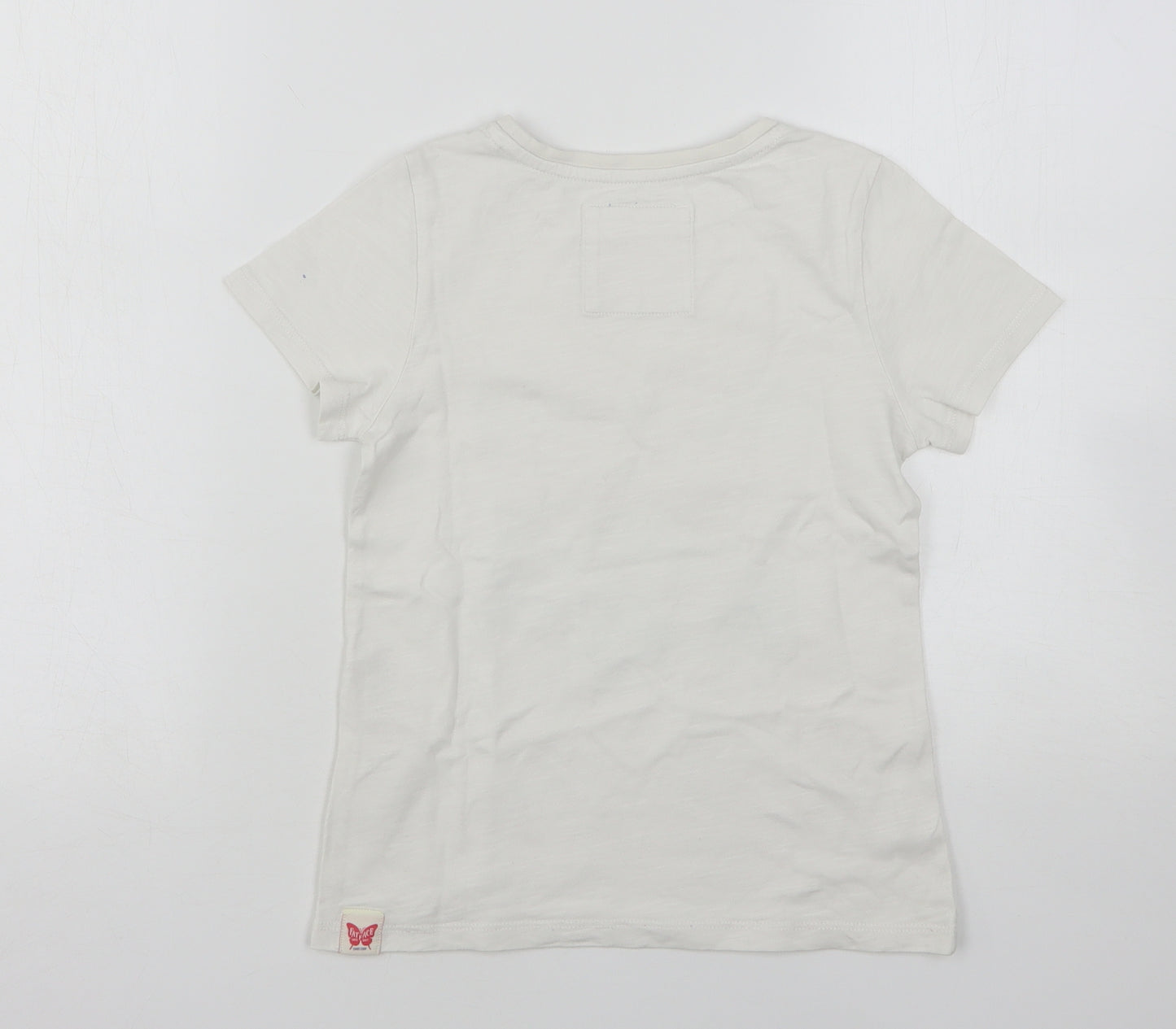 Fat Face Girls White  Cotton Basic T-Shirt Size 8-9 Years Round Neck