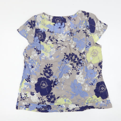 F&F Womens Multicoloured Floral Cotton Basic Blouse Size 18 Round Neck