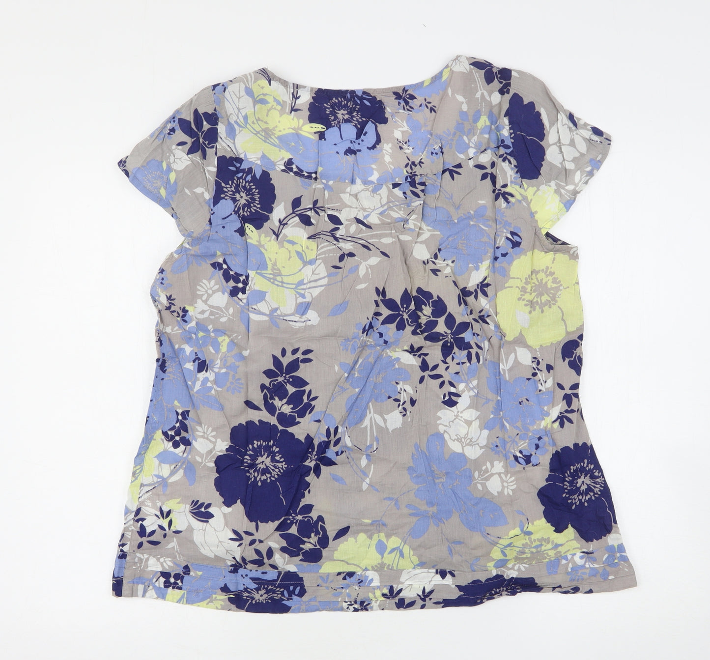 F&F Womens Multicoloured Floral Cotton Basic Blouse Size 18 Round Neck