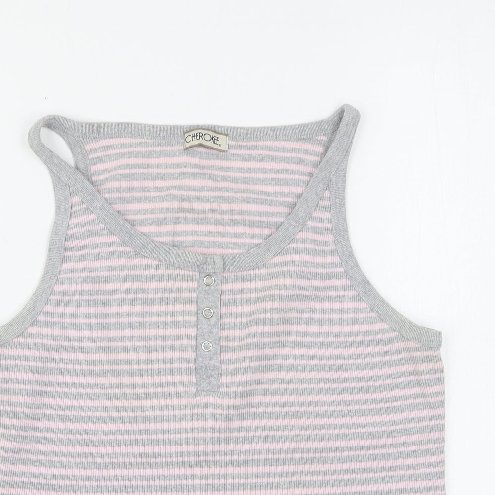 Cherokee Womens Multicoloured Striped Cotton Basic Tank Size 18 Round Neck