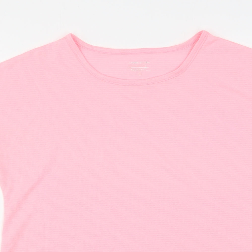 Dunnes Stores Womens Pink  Polyester Basic T-Shirt Size S Round Neck