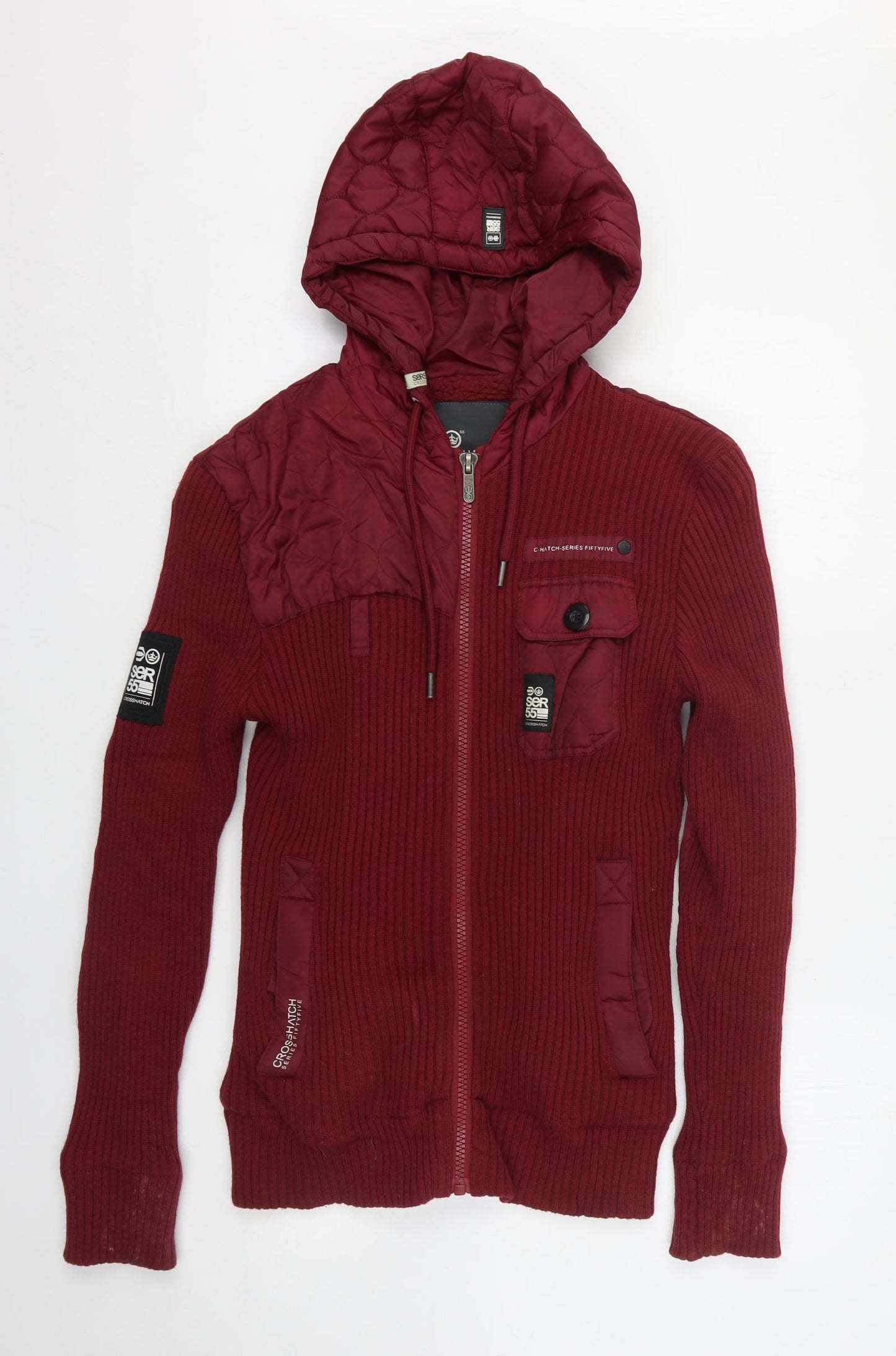 Crosshatch Mens Red  Nylon Full Zip Hoodie Size M