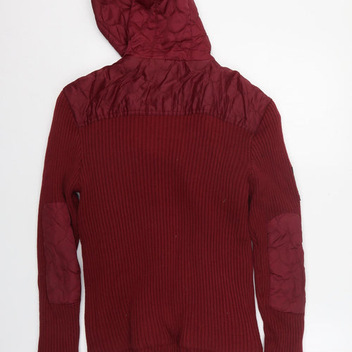 Crosshatch Mens Red  Nylon Full Zip Hoodie Size M