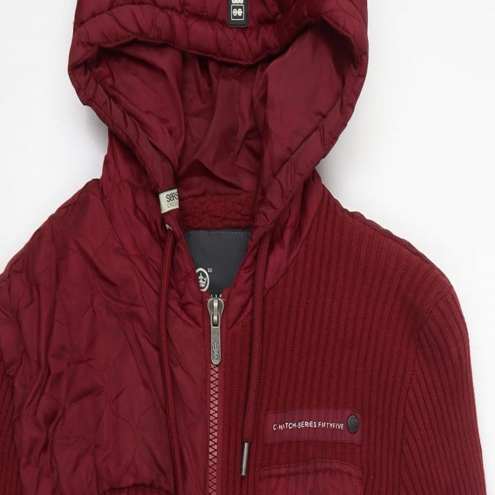 Crosshatch Mens Red  Nylon Full Zip Hoodie Size M