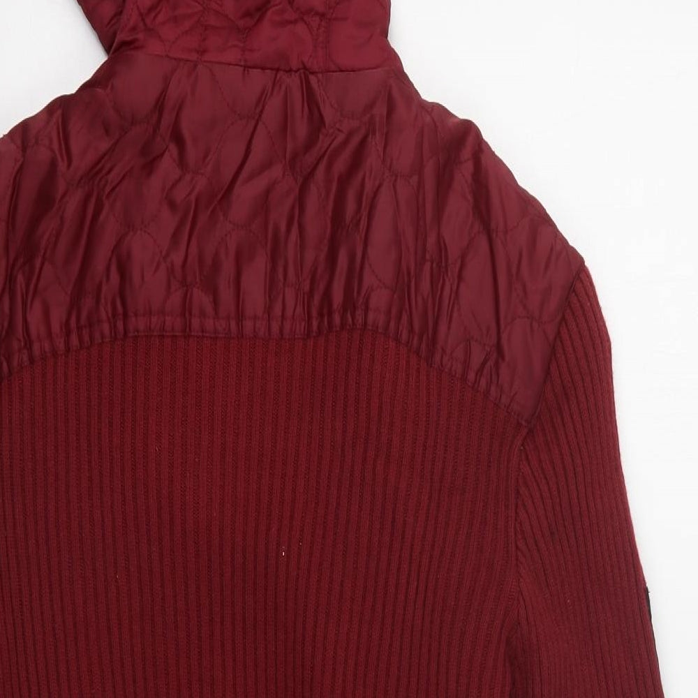 Crosshatch Mens Red  Nylon Full Zip Hoodie Size M
