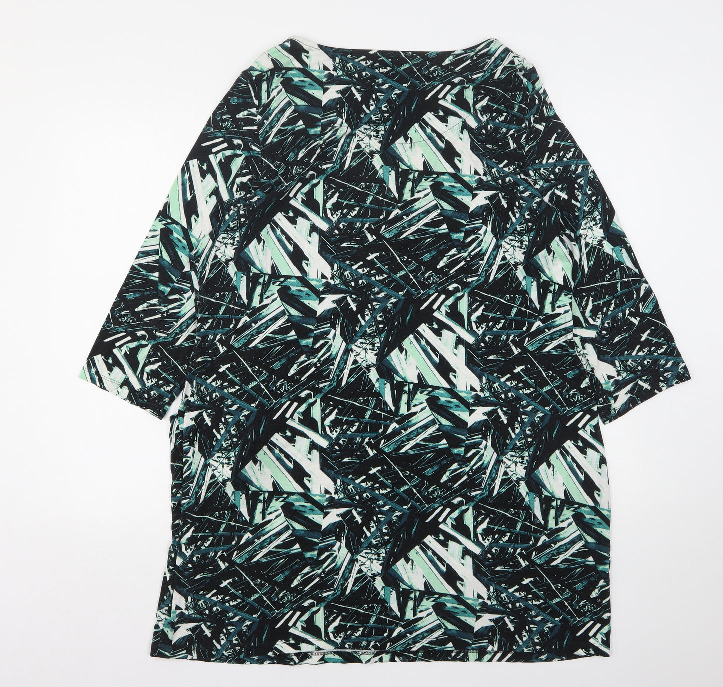 Marks and Spencer Womens Green Geometric Viscose T-Shirt Dress  Size 18  Round Neck