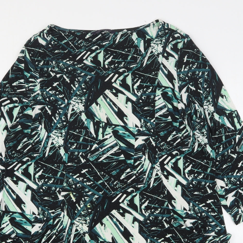 Marks and Spencer Womens Green Geometric Viscose T-Shirt Dress  Size 18  Round Neck