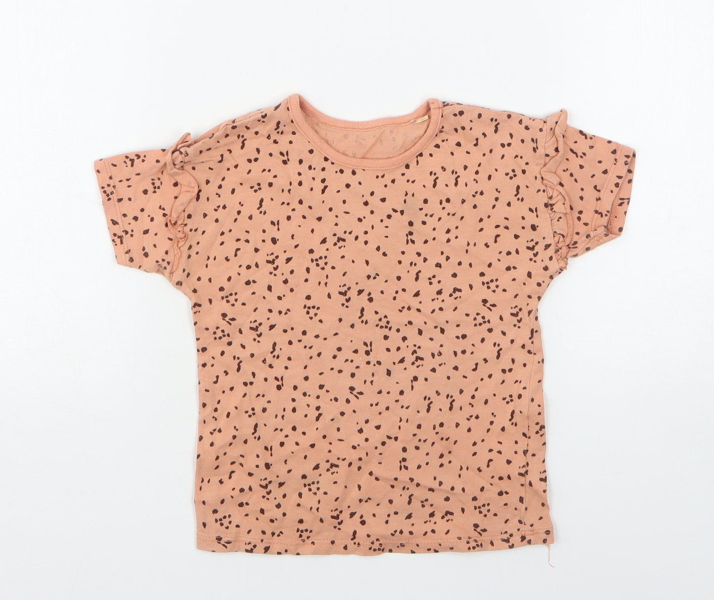 George Girls Pink  Cotton Basic T-Shirt Size 3-4 Years Round Neck