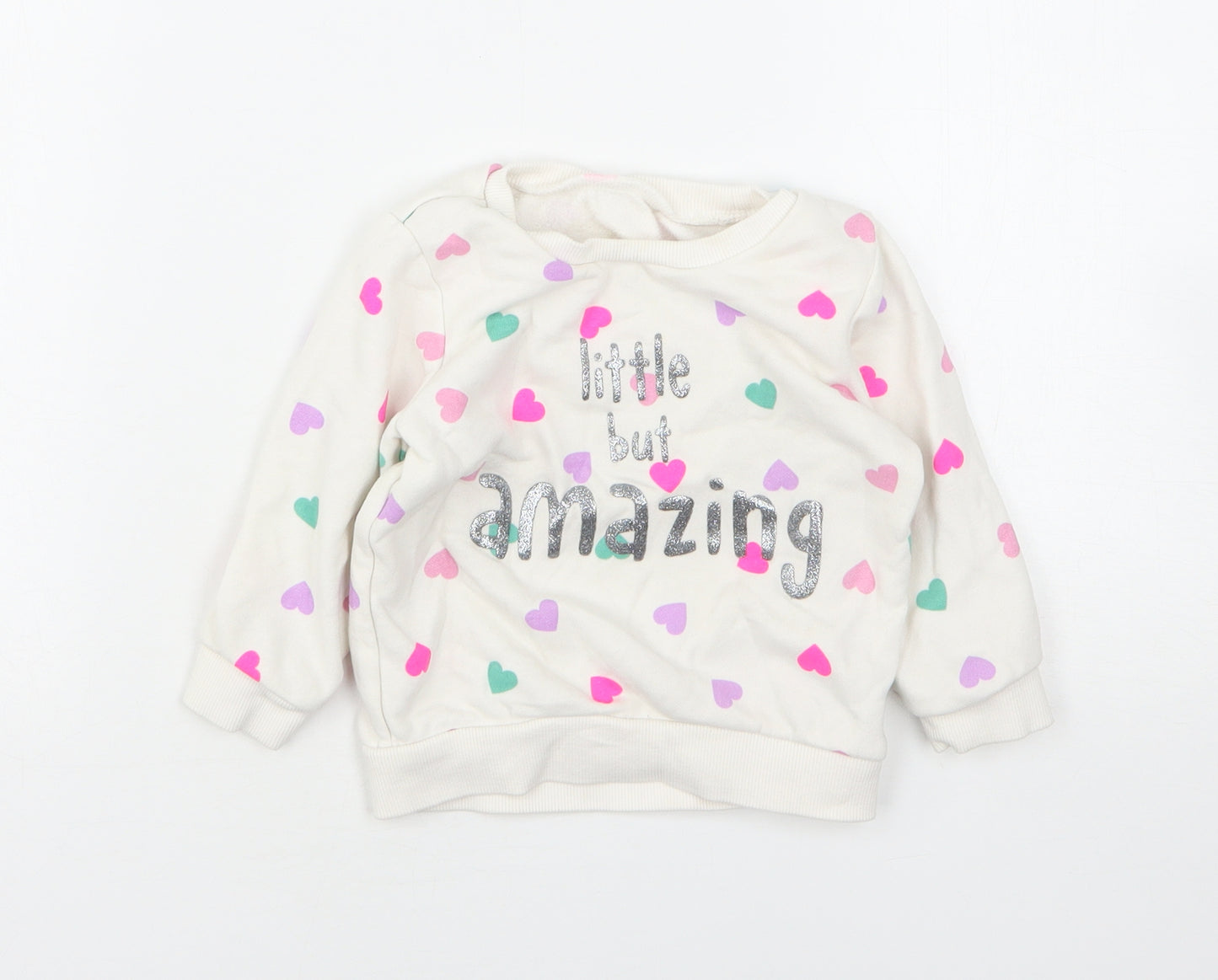 Dunnes Stores Girls Multicoloured Geometric Cotton Pullover Jumper Size 12-18 Months