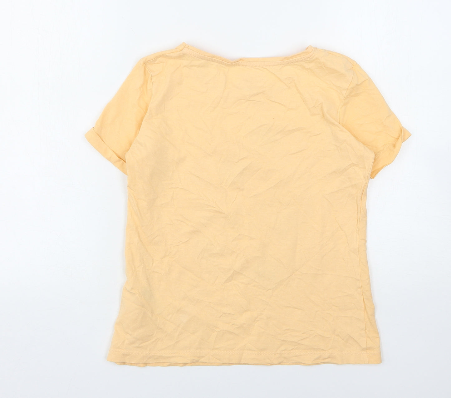 Primark Girls Orange  Cotton Basic T-Shirt Size 11-12 Years Round Neck