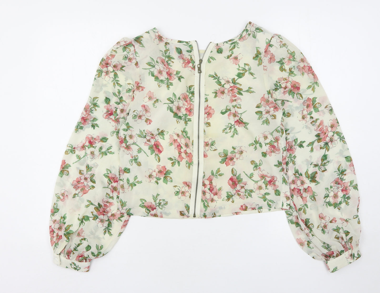 Apricot Womens Beige Floral Polyester Basic Blouse Size M Round Neck