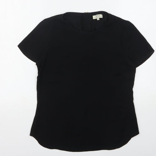 Papaya Womens Black  Polyester Basic Blouse Size 8 Round Neck