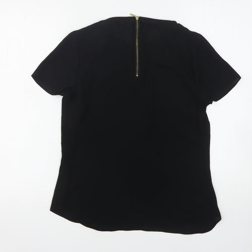 Papaya Womens Black  Polyester Basic Blouse Size 8 Round Neck