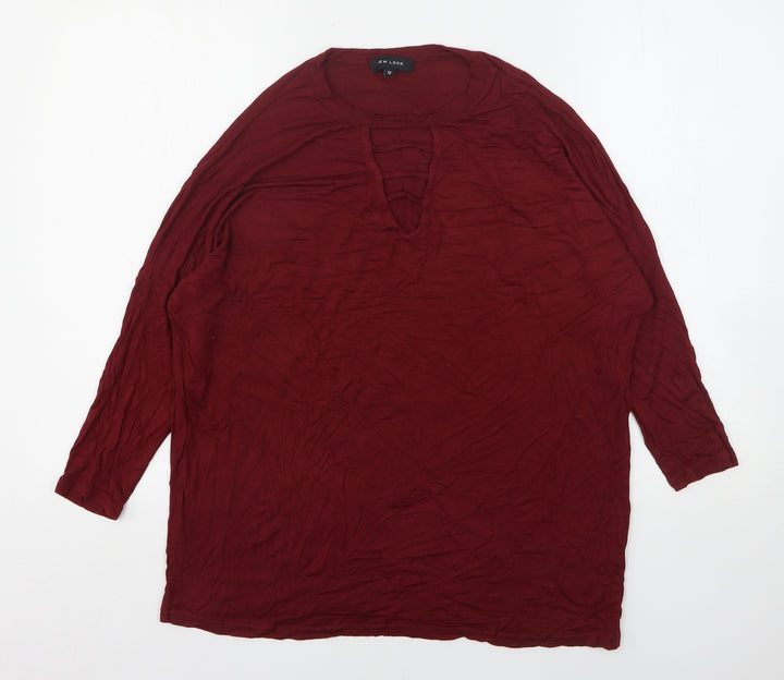 New Look Womens Red  Polyester Basic T-Shirt Size 12 Round Neck