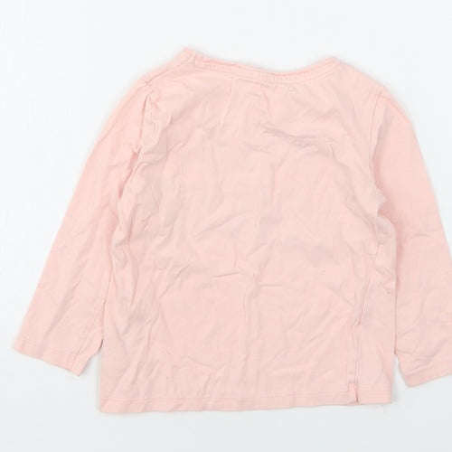 F&F Girls Pink Floral Cotton Basic T-Shirt Size 2-3 Years Round Neck