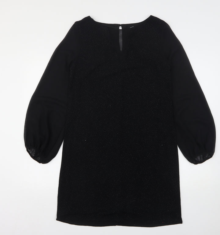 Wallis Womens Black  Nylon A-Line  Size 12  Round Neck
