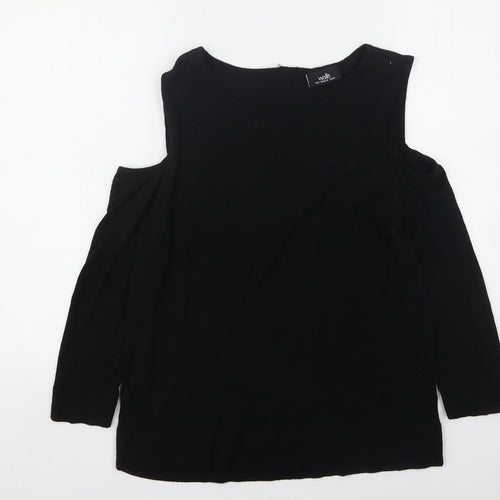 Wallis Womens Black Round Neck  Polyester Pullover Jumper Size M