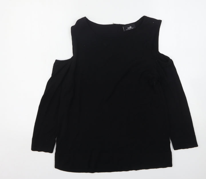 Wallis Womens Black Round Neck  Polyester Pullover Jumper Size M