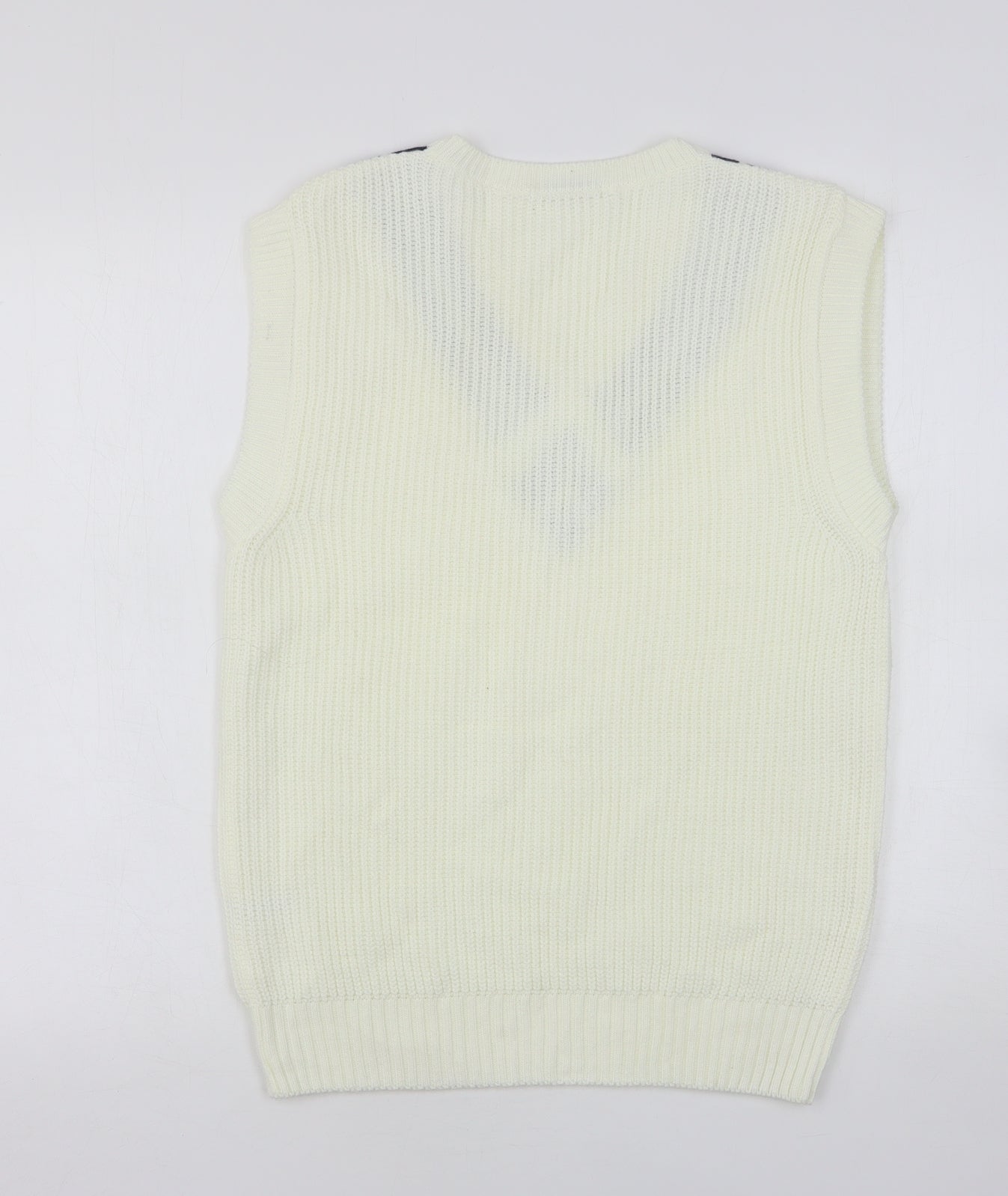 TU Womens Ivory V-Neck  Acrylic Vest Jumper Size 8