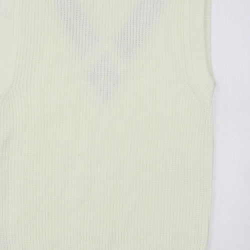 TU Womens Ivory V-Neck  Acrylic Vest Jumper Size 8