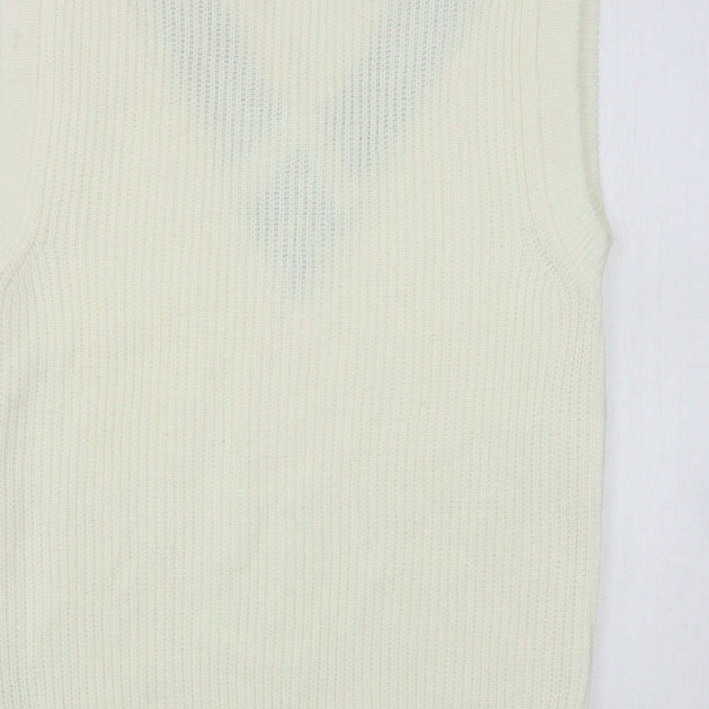 TU Womens Ivory V-Neck  Acrylic Vest Jumper Size 8