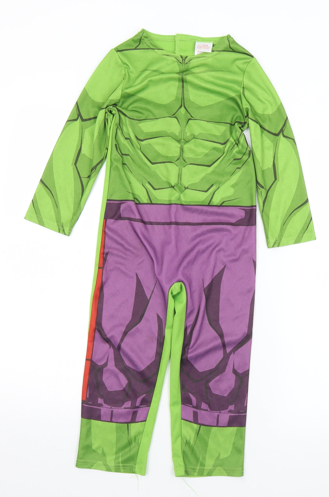 Marvel Boys Green Solid Polyester  One Piece Size 3-4 Years  Hook & Eye - The Hulk. Fancy dress