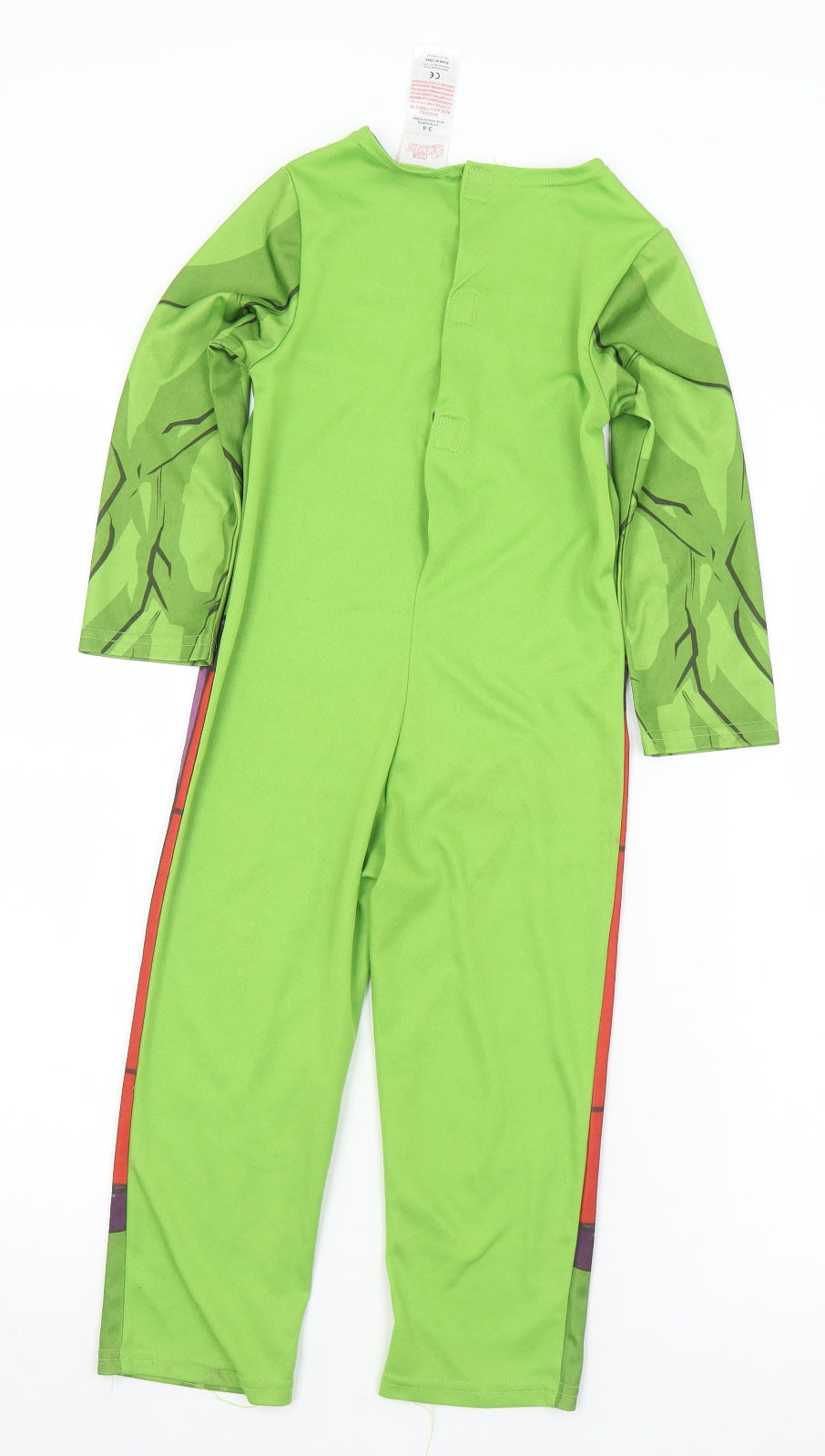Marvel Boys Green Solid Polyester  One Piece Size 3-4 Years  Hook & Eye - The Hulk. Fancy dress