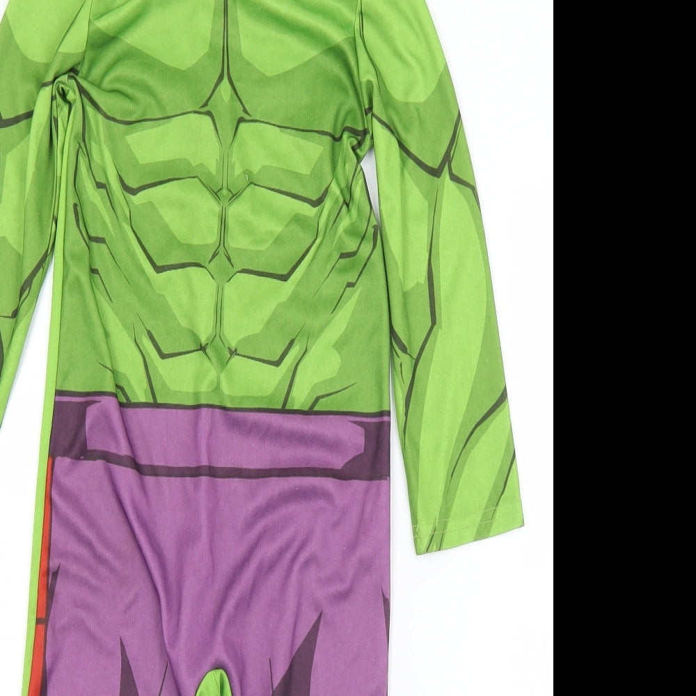Marvel Boys Green Solid Polyester  One Piece Size 3-4 Years  Hook & Eye - The Hulk. Fancy dress
