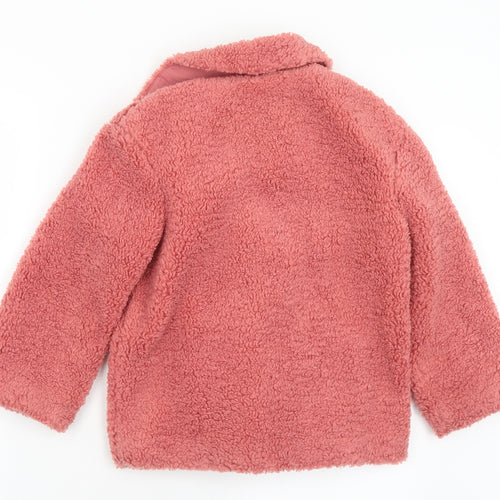 F&F Girls Pink   Overcoat Coat Size 8-9 Years  Button