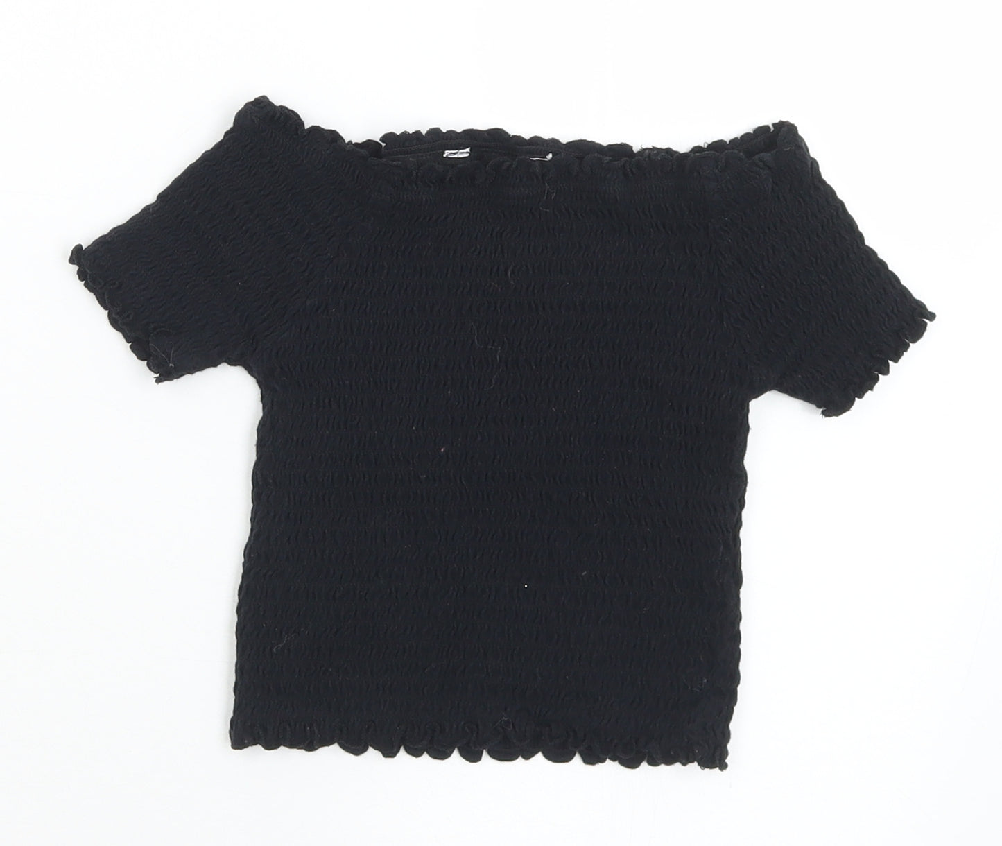 Primark Girls Black  Cotton Basic T-Shirt Size 9-10 Years Off the Shoulder