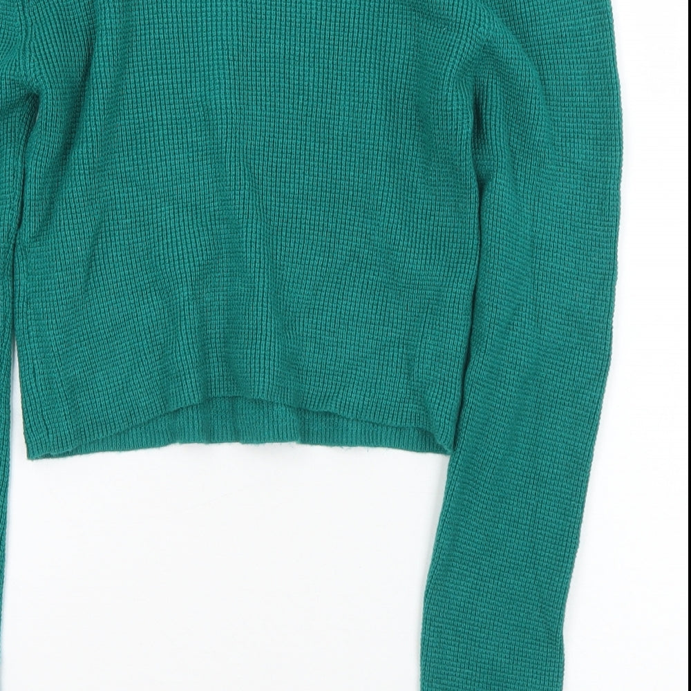 SheIn Womens Green Square Neck  Viscose Pullover Jumper Size M