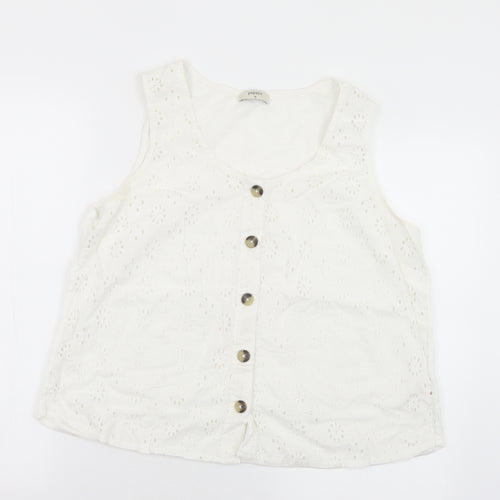 Papaya Womens White  Cotton Basic Tank Size 18 Scoop Neck