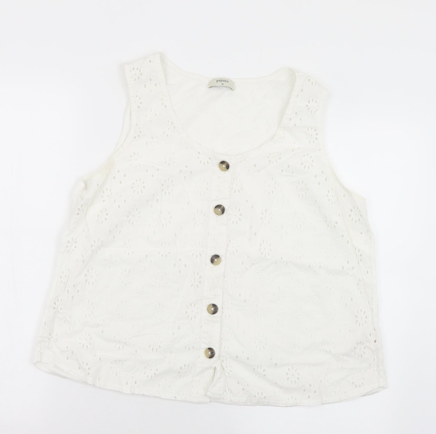 Papaya Womens White  Cotton Basic Tank Size 18 Scoop Neck