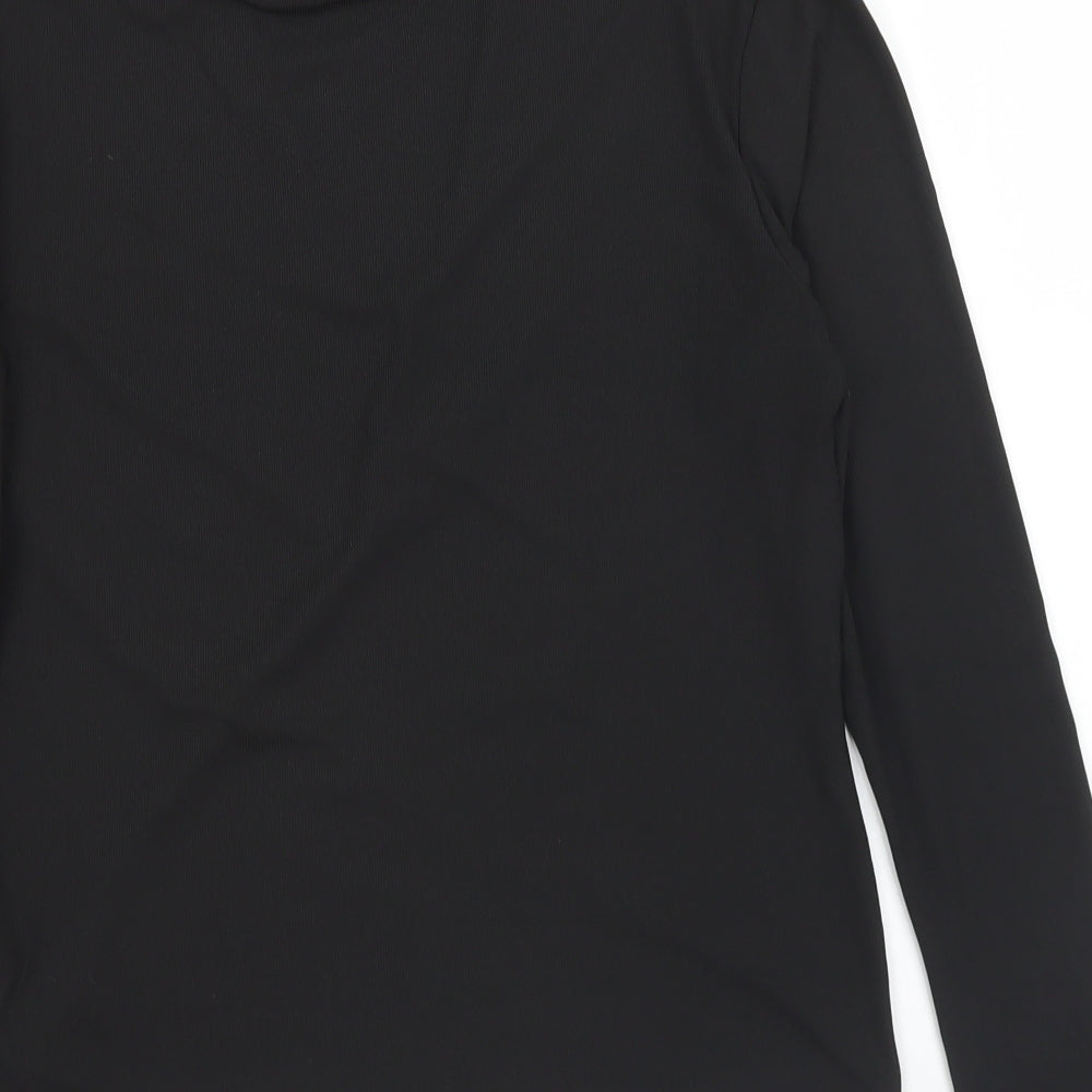 H&M Womens Black  Polyester Basic T-Shirt Size L Mock Neck