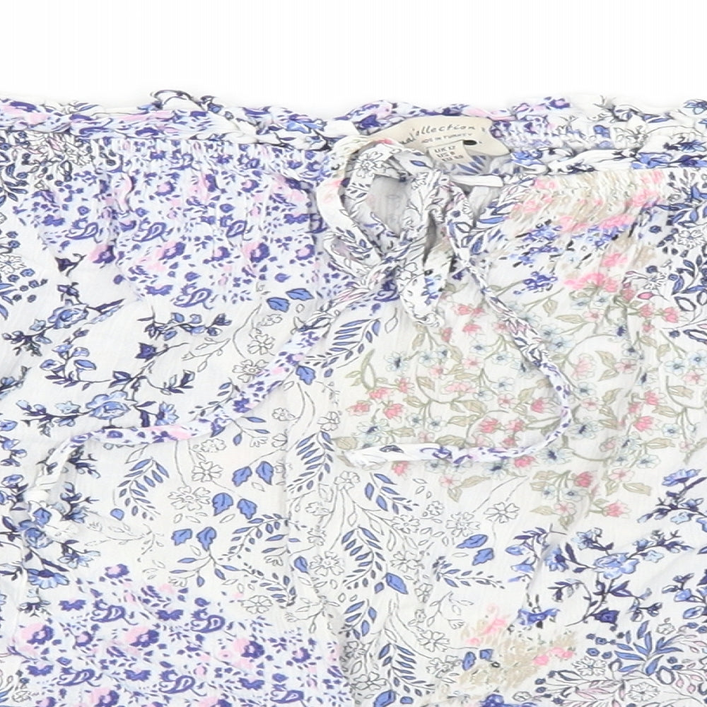 F&F Womens Multicoloured Floral Viscose Basic Blouse Size 12 Off the Shoulder