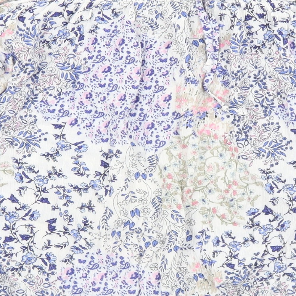 F&F Womens Multicoloured Floral Viscose Basic Blouse Size 12 Off the Shoulder