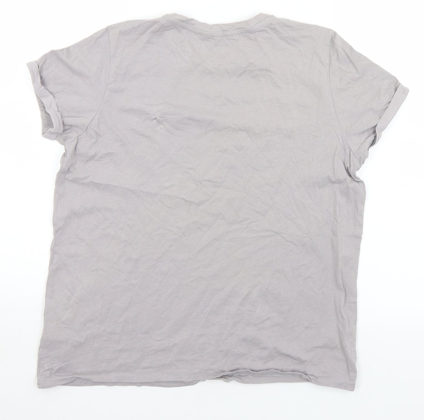 Primark Womens Grey  Cotton Basic T-Shirt Size 12 Round Neck - Enjoy the journey