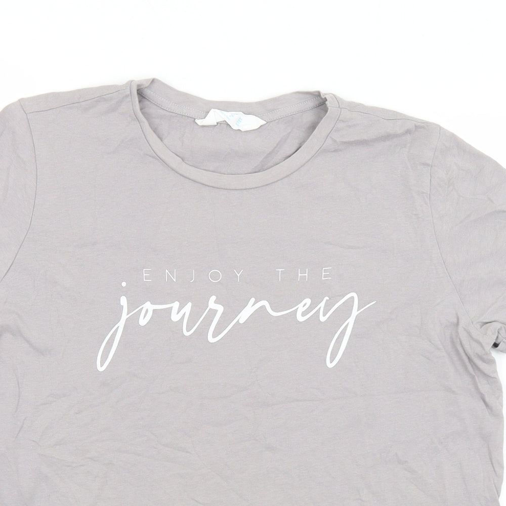 Primark Womens Grey  Cotton Basic T-Shirt Size 12 Round Neck - Enjoy the journey