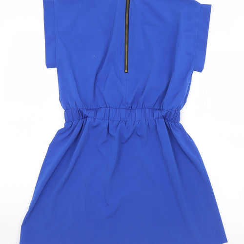 Madam Rage Womens Blue  Polyester Mini  Size 12  Round Neck Zip